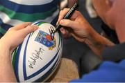 15 August 2012; Leinster's Leo Cullen autographs a ball during the Lansdowne RFC VW Leinster Rugby Summer Camp. Lansdowne RFC, Lansdowne Road, Dublin. Picture credit: Pat Murphy / SPORTSFILE
