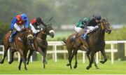 16 August 2012; Circle, with Joseph O'Brien up, right, races clear of the field on their way to winning the Irish Stallion Farms European Breeders Fund Maiden. Leopardstown Racecourse, Leopardstown, Co. Dublin. Picture credit: Pat Murphy / SPORTSFILE