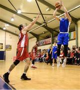 21 October 2017; Aidan Quinn of Belfast Star in action against Lorcan Murphy of Black Amber Templeogue during the Hula Hoops Men’s Pat Duffy National Cup match between Black Amber Templeogue and Belfast Star at Oblate Hall in Inchicore, Dublin. Photo by Cody Glenn/Sportsfile