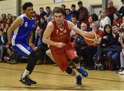 21 October 2017; Luke Thompson of Black Amber Templeogue in action against Ryan Oliver of Belfast Star during the Hula Hoops Men’s Pat Duffy National Cup match between Black Amber Templeogue and Belfast Star at Oblate Hall in Inchicore, Dublin. Photo by Cody Glenn/Sportsfile