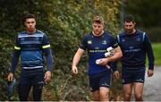 23 October 2017; Leinster's Adam Byrne, left, Jordi, centre, and Rob Kearney, arrive prior to squad training at UCD in Dublin. Photo by Seb Daly/Sportsfile