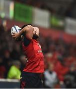 21 October 2017; Kevin O'Byrne of Munster prepares to throw into a lineout during the European Rugby Champions Cup Pool 4 Round 2 match between Munster and Racing 92 at Thomond Park in Limerick. Photo by Diarmuid Greene/Sportsfile