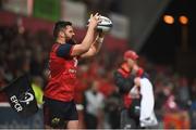 21 October 2017; Kevin O'Byrne of Munster prepares to throw into a lineout during the European Rugby Champions Cup Pool 4 Round 2 match between Munster and Racing 92 at Thomond Park in Limerick. Photo by Diarmuid Greene/Sportsfile