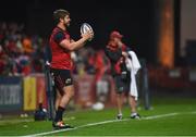 21 October 2017; Rhys Marshall of Munster prepares to throw into a lineout during the European Rugby Champions Cup Pool 4 Round 2 match between Munster and Racing 92 at Thomond Park in Limerick. Photo by Diarmuid Greene/Sportsfile