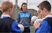 24 October 2017; Dublin ladies footballer Lyndsey Davey was in Holy Spirit BNS in Ballymun today at an AIG Heroes event. The AIG Heroes initiative is a programme that leverages AIG’s sporting sponsorships to help provide positive role models and build confidence for young people in local communities. Photo by Sam Barnes/Sportsfile