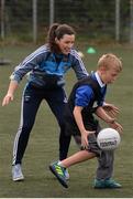 24 October 2017; Dublin ladies footballer Lyndsey Davey was in Holy Spirit BNS in Ballymun today at an AIG Heroes event. The AIG Heroes initiative is a programme that leverages AIG’s sporting sponsorships to help provide positive role models and build confidence for young people in local communities. Photo by Sam Barnes/Sportsfile