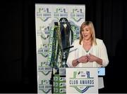 24 October 2017; Anne McAreavey, SSE Airtricity Marketing Manager, Sponsorship and Loyalty, speaking during the SSE Airtricity League Club Awards at City Hall in Dublin. Photo by Seb Daly/Sportsfile