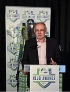 24 October 2017; Fran Gavin, Competition Director, Football Association of Ireland, speaking at the SSE Airtricity League Club Awards at City Hall in Dublin. Photo by Seb Daly/Sportsfile