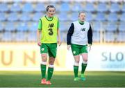 24 October 2017; Tyler Toland, left, and Amber Barrett of the Republic of Ireland prior to the 2019 FIFA Women's World Cup Qualifier Group 3 match between Slovakia and Republic of Ireland at the National Training Centre in Senec, Slovakia. Photo by Stephen McCarthy/Sportsfile