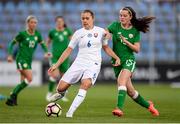 24 October 2017; Valentína Šušolová of Slovakia in action against Tyler Toland of the Republic of Ireland during the 2019 FIFA Women's World Cup Qualifier Group 3 match between Slovakia and Republic of Ireland at the National Training Centre in Senec, Slovakia. Photo by Stephen McCarthy/Sportsfile