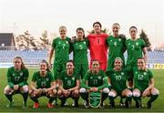 24 October 2017; The Republic of Ireland team, back row, from left, Diane Caldwell, Niamh Fahy, Marie Hourihan, Louise Quinn and Megan Campbell, with, front row, Amber Barrett, Tyler Toland, Leanne Kiernan, Katie McCabe, Denise O'Sullivan and Harriet Scott prior to the 2019 FIFA Women's World Cup Qualifier Group 3 match between Slovakia and Republic of Ireland at the National Training Centre in Senec, Slovakia. Photo by Stephen McCarthy/Sportsfile