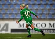 24 October 2017; Denise O'Sullivan of the Republic of Ireland celebrates after scoring her side's first goal during the 2019 FIFA Women's World Cup Qualifier Group 3 match between Slovakia and Republic of Ireland at the National Training Centre in Senec, Slovakia. Photo by Stephen McCarthy/Sportsfile