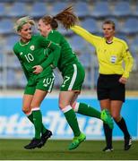 24 October 2017; Denise O'Sullivan is congratulated by her Republic of Ireland team mate Amber Barrett, right, after scoring her side's first goal during the 2019 FIFA Women's World Cup Qualifier Group 3 match between Slovakia and Republic of Ireland at the National Training Centre in Senec, Slovakia. Photo by Stephen McCarthy/Sportsfile