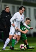 24 October 2017; Martina Šurnovská of Slovakia in action against Harriet Scott of the Republic of Ireland during the 2019 FIFA Women's World Cup Qualifier Group 3 match between Slovakia and Republic of Ireland at the National Training Centre in Senec, Slovakia. Photo by Stephen McCarthy/Sportsfile