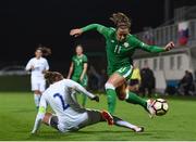 24 October 2017; Katie McCabe of the Republic of Ireland in action against Lucie Haršányová of Slovakia during the 2019 FIFA Women's World Cup Qualifier Group 3 match between Slovakia and Republic of Ireland at the National Training Centre in Senec, Slovakia. Photo by Stephen McCarthy/Sportsfile