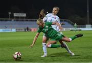 24 October 2017; Ruesha Littlejohn of the Republic of Ireland in action against Valentína Šušolová of Slovakia during the 2019 FIFA Women's World Cup Qualifier Group 3 match between Slovakia and Republic of Ireland at the National Training Centre in Senec, Slovakia. Photo by Stephen McCarthy/Sportsfile