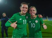 24 October 2017; Republic of Ireland goal scorers Katie McCabe, left, and Denise O'Sullivan following the 2019 FIFA Women's World Cup Qualifier Group 3 match between Slovakia and Republic of Ireland at the National Training Centre in Senec, Slovakia. Photo by Stephen McCarthy/Sportsfile