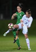 24 October 2017; Megan Campbell of the Republic of Ireland in action against Stanislava Lišková of Slovakia during the 2019 FIFA Women's World Cup Qualifier Group 3 match between Slovakia and Republic of Ireland at the National Training Centre in Senec, Slovakia. Photo by Stephen McCarthy/Sportsfile
