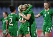 24 October 2017; Diane Caldwell, right, and Denise O'Sullivan of the Republic of Ireland celebrate following the 2019 FIFA Women's World Cup Qualifier Group 3 match between Slovakia and Republic of Ireland at the National Training Centre in Senec, Slovakia. Photo by Stephen McCarthy/Sportsfile