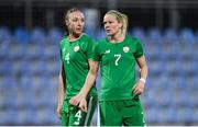 24 October 2017; Diane Caldwell, right, and Louise Quinn of the Republic of Ireland during the 2019 FIFA Women's World Cup Qualifier Group 3 match between Slovakia and Republic of Ireland at the National Training Centre in Senec, Slovakia. Photo by Stephen McCarthy/Sportsfile