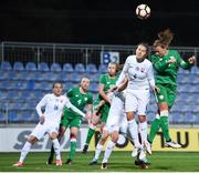 24 October 2017; Katie McCabe of the Republic of Ireland in action against Valentína Šušolová of Slovakia during the 2019 FIFA Women's World Cup Qualifier Group 3 match between Slovakia and Republic of Ireland at the National Training Centre in Senec, Slovakia. Photo by Stephen McCarthy/Sportsfile