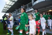 24 October 2017; Republic of Ireland captain Katie McCabe leads her side out during the 2019 FIFA Women's World Cup Qualifier Group 3 match between Slovakia and Republic of Ireland at the National Training Centre in Senec, Slovakia. Photo by Stephen McCarthy/Sportsfile