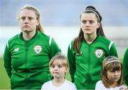 24 October 2017; Amber Barrett, left, and Tyler Toland of the Republic of Ireland prior to the 2019 FIFA Women's World Cup Qualifier Group 3 match between Slovakia and Republic of Ireland at the National Training Centre in Senec, Slovakia. Photo by Stephen McCarthy/Sportsfile