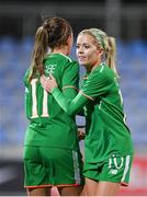 24 October 2017; Denise O'Sullivan, right, and Katie McCabe of the Republic of Ireland following the 2019 FIFA Women's World Cup Qualifier Group 3 match between Slovakia and Republic of Ireland at the National Training Centre in Senec, Slovakia. Photo by Stephen McCarthy/Sportsfile