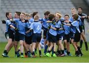 25 October 2017; Donabate Portrane Educate Together players celebrate at the final whistle of their victory over St. Patrick's NS Glencullen during day 1 of the Allianz Cumann na mBunscol Finals at Croke Park in Dublin. Photo by Cody Glenn/Sportsfile