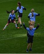 25 October 2017; Donabate Portrane Educate Together players celebrate the goal of Isabelle Coogan, left, against Glasnevin Educate Together during day 1 of the Allianz Cumann na mBunscol Finals at Croke Park in Dublin. Photo by Cody Glenn/Sportsfile