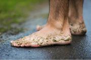 16 August 2012; An athlete's feet after the Athletics Ireland Barefoot Mile. Athletics Ireland Barefoot Mile, Leopardstown Racecourse, Leopardstown, Co. Dublin. Picture credit: Pat Murphy / SPORTSFILE