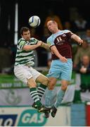 17 August 2012; Alan Byrne, Drogheda United, in action against Craig Sives, Shamrock Rovers. Airtricity League Premier Division, Drogheda United v Shamrock Rovers, Hunky Dorys Park, Drogheda, Co. Louth. Photo by Sportsfile