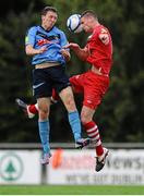 17 August 2012; Kalen Spillane, Cork City, in action against David McMillan, UCD. Airtricity League Premier Division, UCD v Cork City, Belfield Bowl, UCD, Belfield, Dublin. Picture credit: David Maher / SPORTSFILE