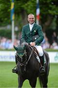 17 August 2012; Ireland's Darragh Kerins, on Lisona, before the start of the FEI Nations Cup. Dublin Horse Show 2012, Main Arena, RDS, Ballsbridge, Dublin. Picture credit: Matt Browne / SPORTSFILE