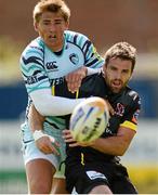 18 August 2012; Jared Payne, Ulster, is tackled by Toby Flood, Leicester Tigers. Pre-Season Friendly, Ulster v Leicester Tigers, Ravenhill Park, Belfast, Co. Antrim. Picture credit: Oliver McVeigh / SPORTSFILE