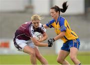 18 August 2012; Annette Clarke, Galway, in action against Sinead kelly, Clare. TG4 All-Ireland Ladies Football Senior Championship Quarter-Final, Clare v Galway, St. Brendan's Park, Birr, Co. Offaly. Photo by Sportsfile