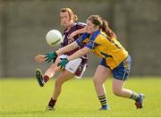 18 August 2012; Eilis Gannon, Galway, in action against Laurie Ryan, Clare. TG4 All-Ireland Ladies Football Senior Championship Quarter-Final, Clare v Galway, St. Brendan's Park, Birr, Co. Offaly. Photo by Sportsfile