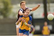 18 August 2012; Fiona Lafferty, Clare, in action against Emma Curley, Galway. TG4 All-Ireland Ladies Football Senior Championship Quarter-Final, Clare v Galway, St. Brendan's Park, Birr, Co. Offaly. Photo by Sportsfile