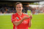18 August 2012; Jennifer O'Leary, Cork, with her player of the match award. All-Ireland Senior Camogie Championship Semi-Final, Cork v Galway, Nowlan Park, Kilkenny. Picture credit: Matt Browne / SPORTSFILE