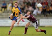 18 August 2012; Maria Kelly, Clare, in action against Emer Flaherty, Galway. TG4 All-Ireland Ladies Football Senior Championship Quarter-Final, Clare v Galway, St. Brendan's Park, Birr, Co. Offaly. Photo by Sportsfile