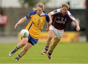 18 August 2012; Ailish Considine, Clare, in action against Rebecca McPhilbin, Galway. TG4 All-Ireland Ladies Football Senior Championship Quarter-Final, Clare v Galway, St. Brendan's Park, Birr, Co. Offaly. Photo by Sportsfile