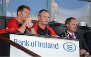 18 August 2012; Ulster head coach Mark Anscombe, centre, with assistant coach Johnny Bell, left, and Director of Rugby David Humphreys during the game. Pre-Season Friendly, Ulster v Leicester Tigers, Ravenhill Park, Belfast, Co.Antrim. Picture credit: Oliver McVeigh / SPORTSFILE