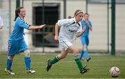 19 August 2012; Jennifer Chambers, right, Burrishoole, Co. Mayo, in action against Grainne Friel, Fanad, Co. Donegal, during the U.15 Girl's Soccer Final during the Community Games national finals. Athlone, Co Westmeath. Picture credit: David Maher / SPORTSFILE