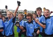25 October 2017; Donabate Portrane Educate Together team-mates celebrate their victory over St. Patrick's NS Glencullen during day 1 of the Allianz Cumann na mBunscol Finals at Croke Park in Dublin. Photo by Cody Glenn/Sportsfile