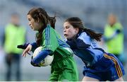 25 October 2017; Meadhbh Larkin of Glasnevin Educate Together in action against Ellen Gavigan of Donabate Portrane Educate Together during day 1 of the Allianz Cumann na mBunscol Finals at Croke Park in Dublin. Photo by Cody Glenn/Sportsfile