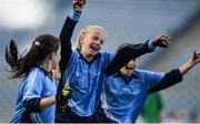 25 October 2017; Abby Molloy of Donabate Portrane Educate Together and team-mates celebrate at the final whistle after victory over Glasnevin Educate Together during day 1 of the Allianz Cumann na mBunscol Finals at Croke Park, in Dublin.  Photo by Cody Glenn/Sportsfile