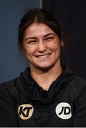 26 October 2017; Katie Taylor during the Anthony Joshua and Carlos Takam press conference at the National Museum Cardiff in Cardiff, Wales. Photo by Stephen McCarthy/Sportsfile
