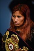 26 October 2017; Anahi Sanchez during the Anthony Joshua and Carlos Takam press conference at the National Museum Cardiff in Cardiff, Wales. Photo by Stephen McCarthy/Sportsfile