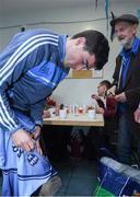 26 October 2017; Dublin footballer Colm Basquel with guests of Br. Kevin Crowley during Dublin Football squad visit the Capuchin Day Centre at Bow Street in Dublin. Photo by Eóin Noonan/Sportsfile