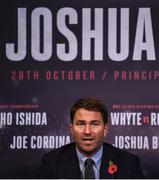 26 October 2017; Promoter Eddie Hearn during the Anthony Joshua and Carlos Takam press conference at the National Museum Cardiff in Cardiff, Wales. Photo by Stephen McCarthy/Sportsfile